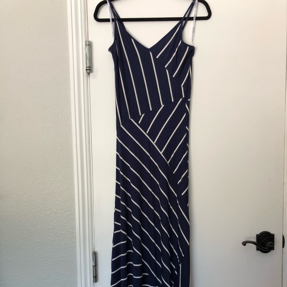 Navy striped maxi dress